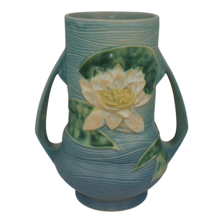 Roseville Water Lily Blue 1943 Vintage Art Pottery Ceramic Vase 76-8