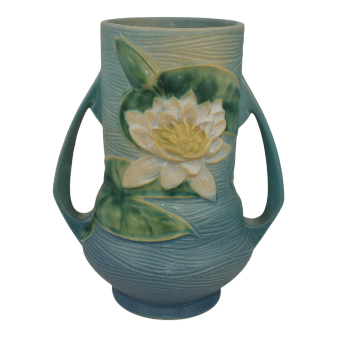 Roseville Water Lily Blue 1943 Vintage Art Pottery Ceramic Vase 76-8