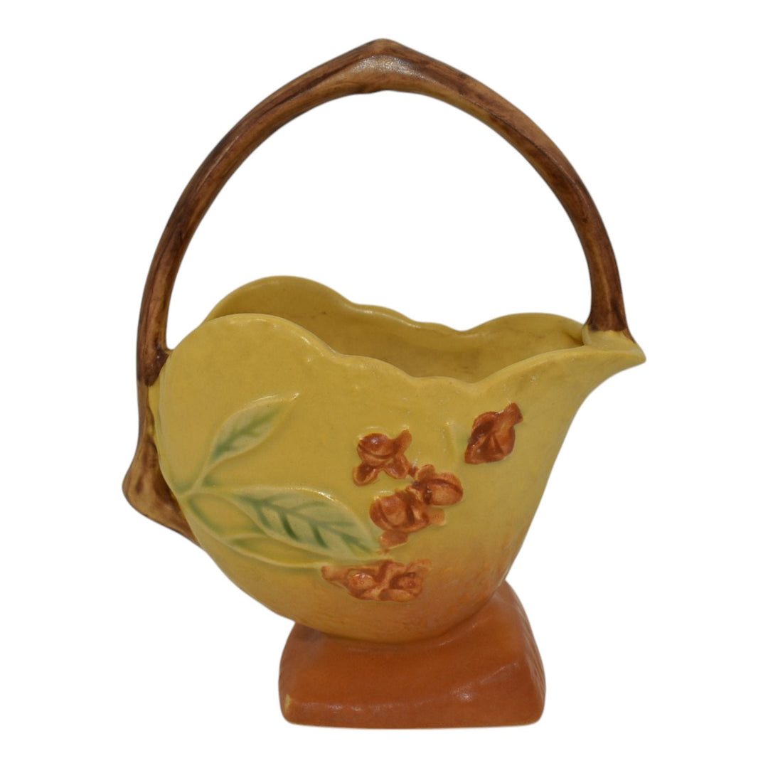 Roseville Bittersweet Yellow 1951 Mid Century Modern Art Pottery Basket 808-6