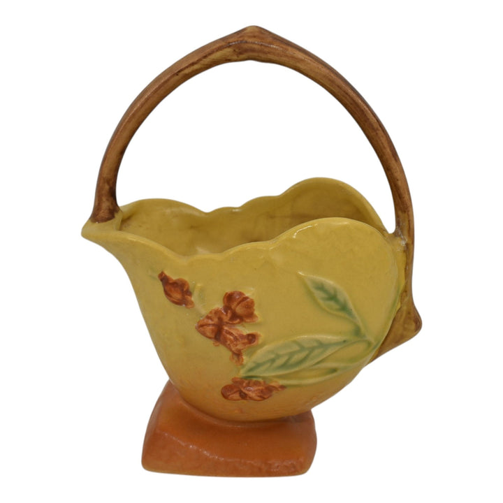 Roseville Bittersweet Yellow 1951 Mid Century Modern Art Pottery Basket 808-6