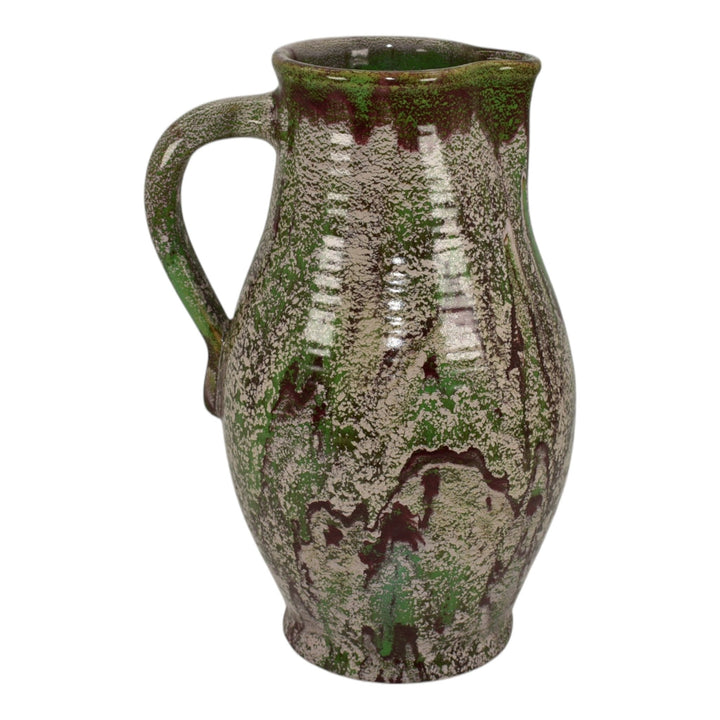 Weller Greenbriar Early 1930s Vintage Art Pottery Green Purple Ceramic Pitcher