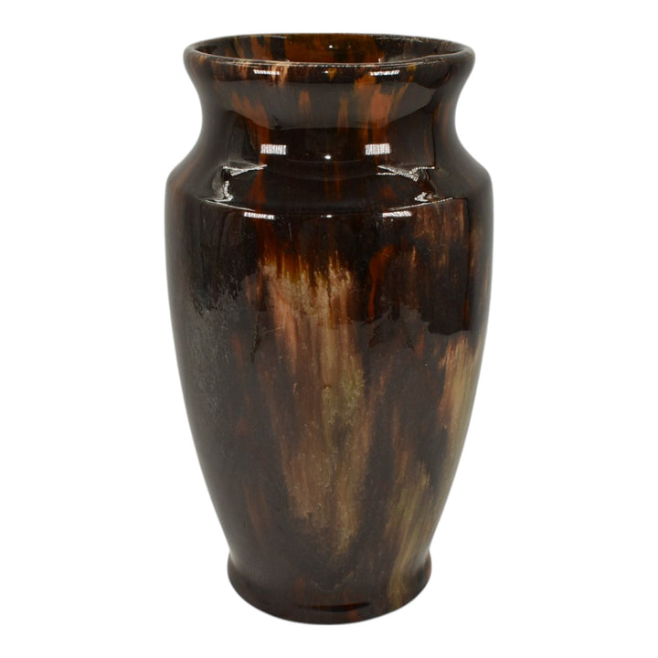 Brush McCoy 1930s Vintage Art Deco Pottery Brown Onyx Blended Ceramic Vase 071