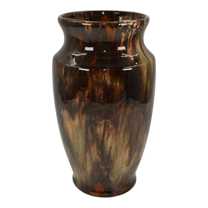 Brush McCoy 1930s Vintage Art Deco Pottery Brown Onyx Blended Ceramic Vase 071