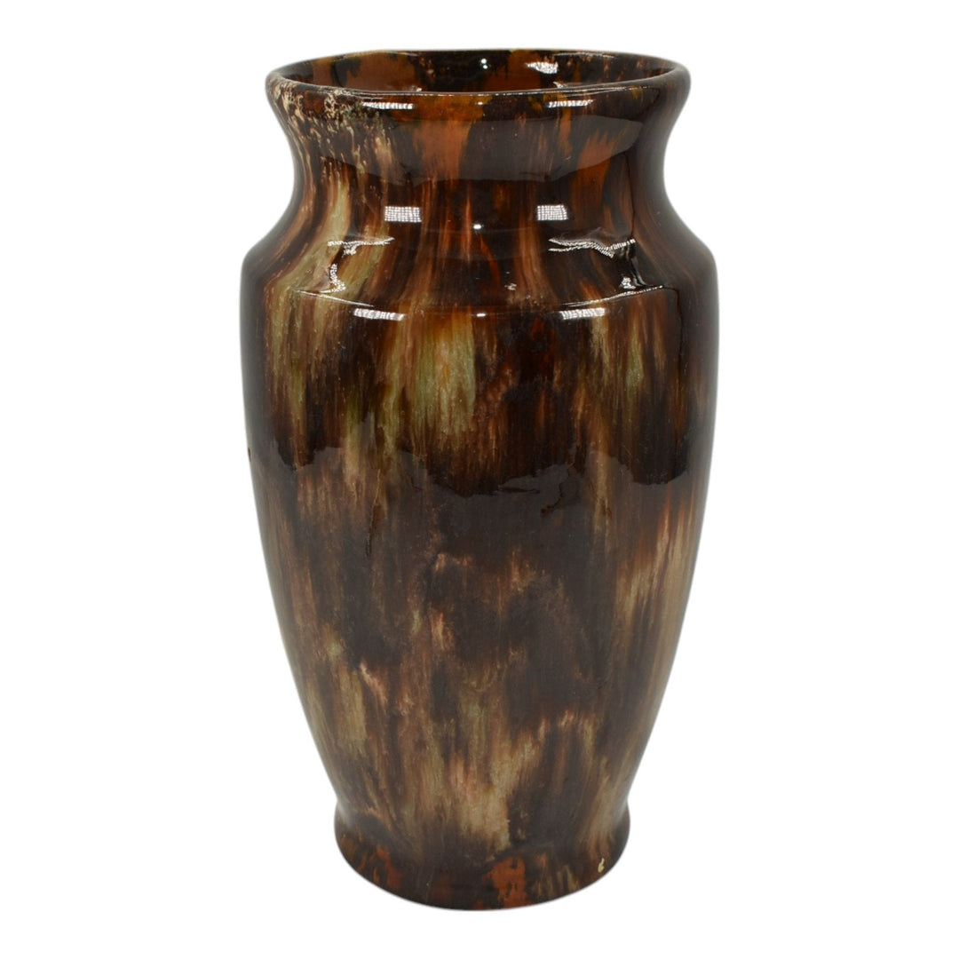 Brush McCoy 1930s Vintage Art Deco Pottery Brown Onyx Blended Ceramic Vase 071