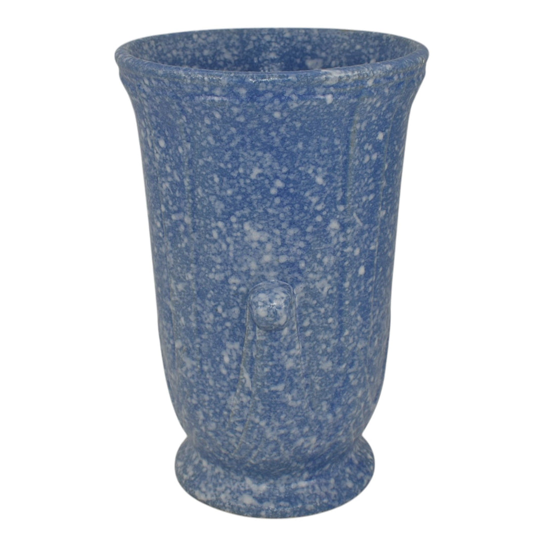 Robinson Ransbottom 1930s Vintage Ohio Pottery Blue Mottled Ceramic Vase 127 - Just Art Pottery