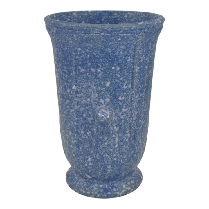 Robinson Ransbottom 1930s Vintage Ohio Pottery Blue Mottled Ceramic Vase 127 - Just Art Pottery