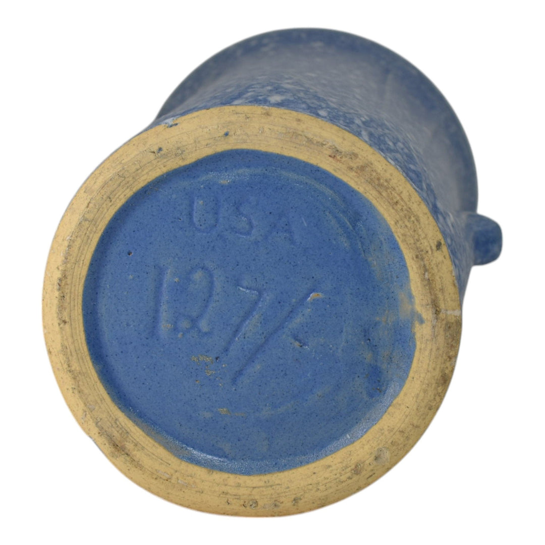 Robinson Ransbottom 1930s Vintage Ohio Pottery Blue Mottled Ceramic Vase 127 - Just Art Pottery