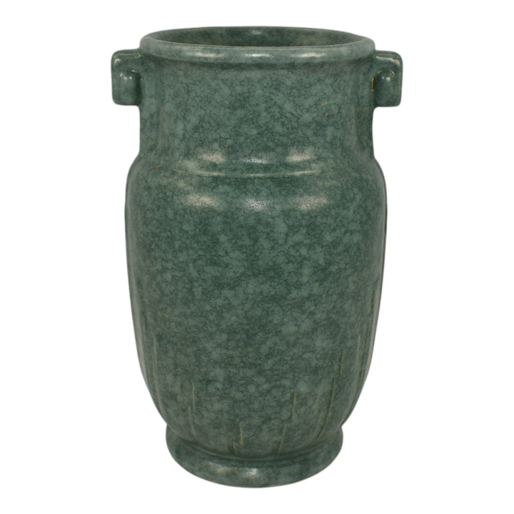 Robinson Ransbottom Victoria 1938-40 Vintage Ohio Pottery Mottled Green Vase 190 - Just Art Pottery