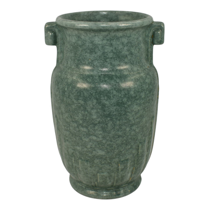 Robinson Ransbottom Victoria 1938-40 Vintage Ohio Pottery Mottled Green Vase 190 - Just Art Pottery