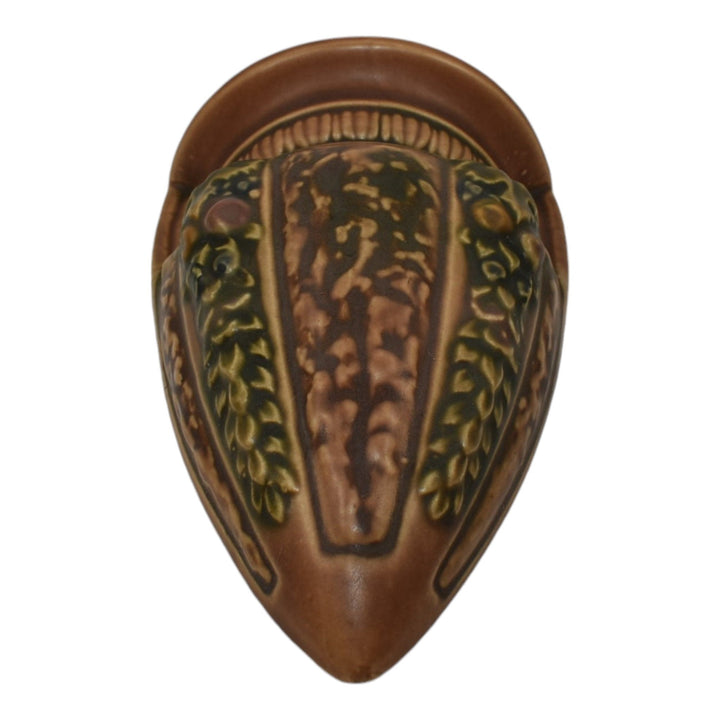 Roseville Florentine I 1920 Arts And Crafts Pottery Brown Wall Pocket 1238-8