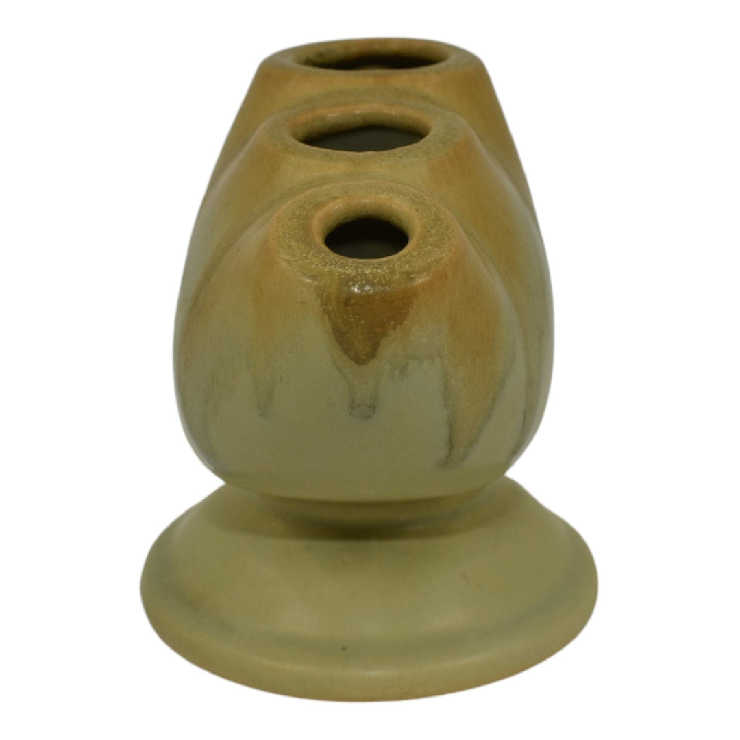 Roseville Carnelian I Green 1926 Vintage Art Pottery Ceramic Flower Frog 50-4