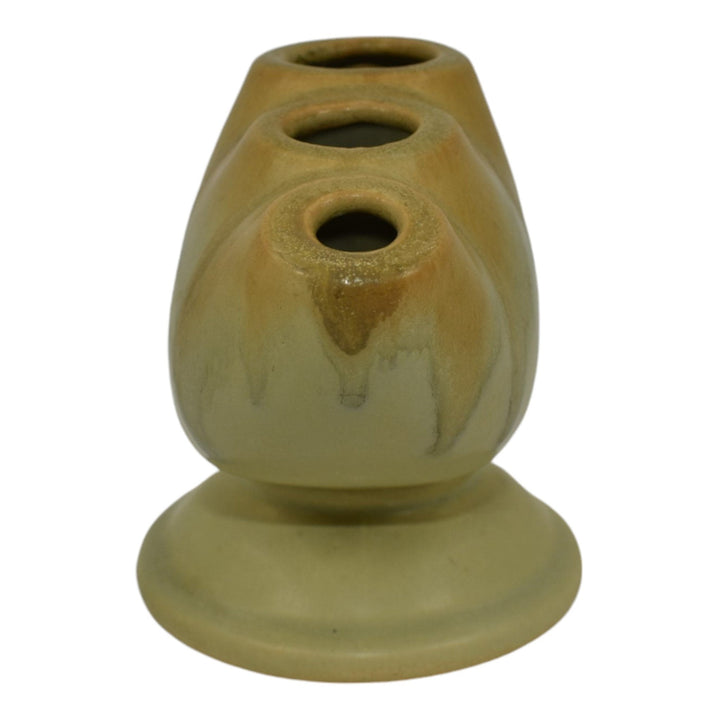 Roseville Carnelian I Green 1926 Vintage Art Pottery Ceramic Flower Frog 50-4