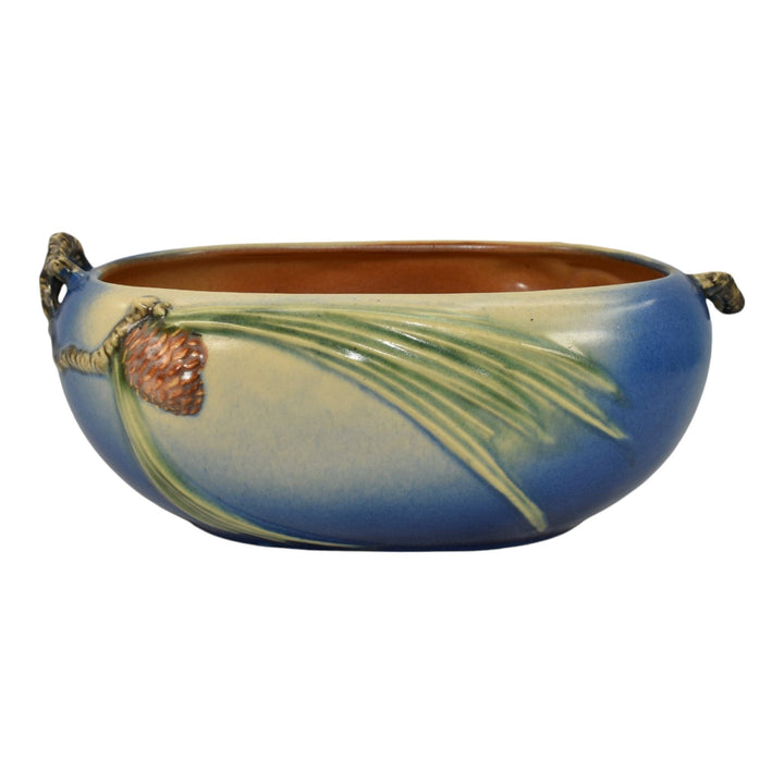 Roseville Pine Cone Blue 1936 Vintage Art Pottery Ceramic Console Bowl 276-9