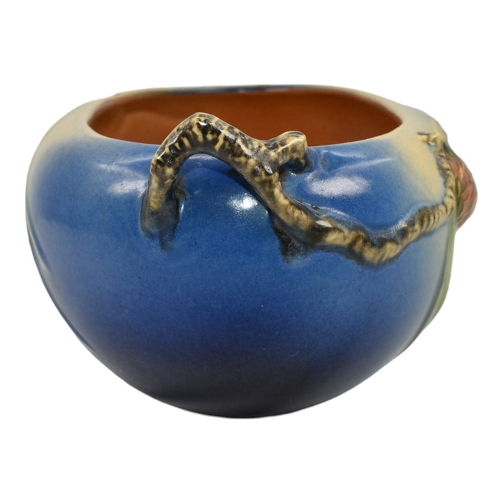 Roseville Pine Cone Blue 1936 Vintage Art Pottery Ceramic Console Bowl 276-9