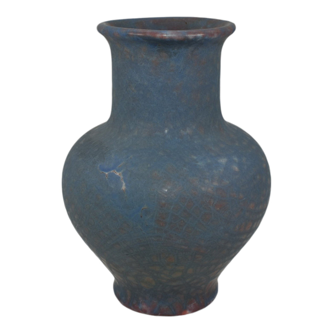 Roseville Rosecraft Blended Blue Over Pink 1916 Vintage Art Pottery Vase 45-8 - Just Art Pottery
