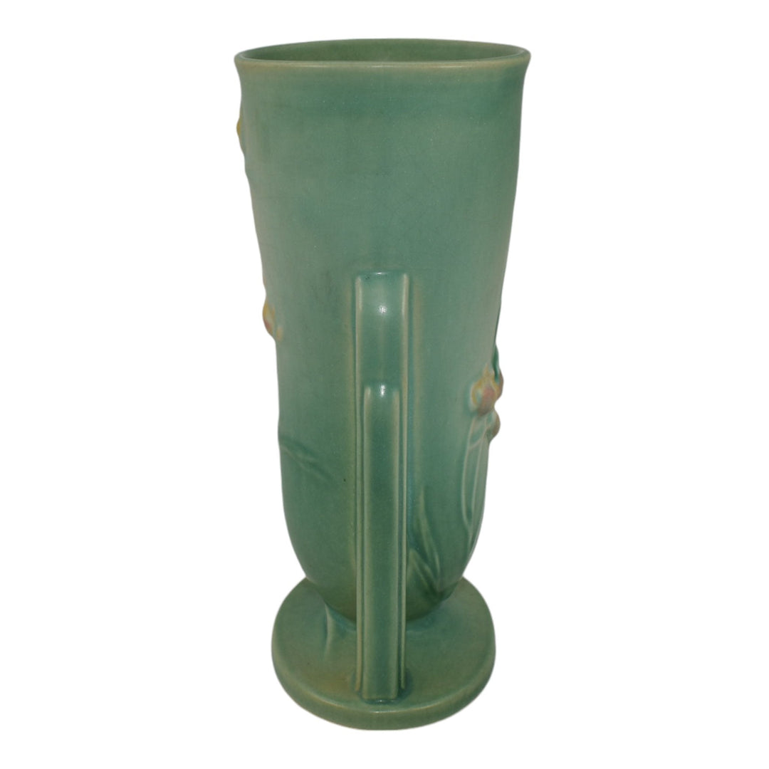 Roseville Ixia Green 1937 Vintage Art Deco Pottery Buttressed Ceramic Vase 856-8