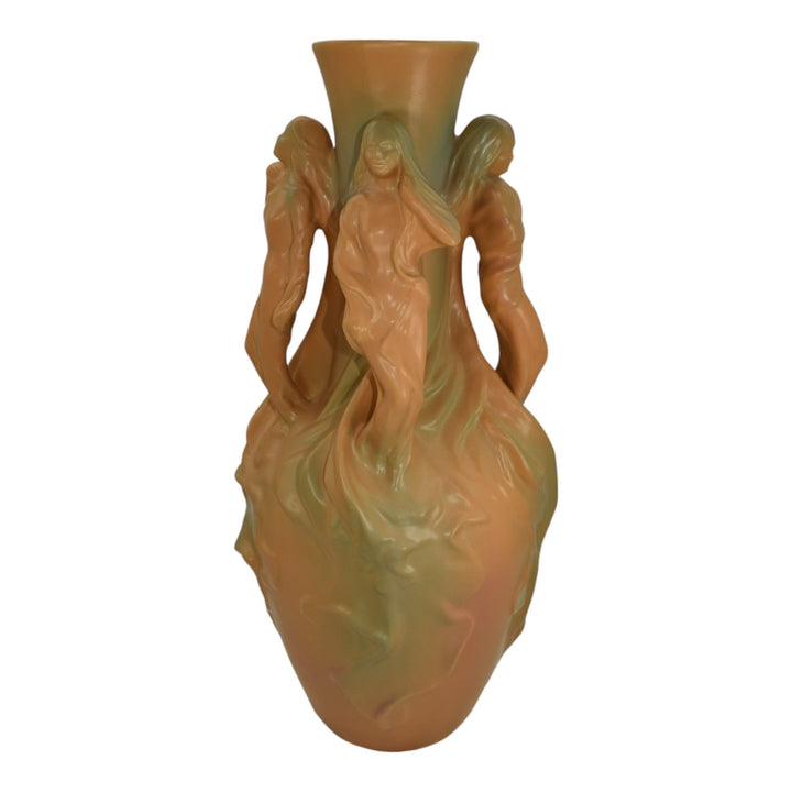 Van Briggle Pottery Four Seasons Female Figural Yellow Ceramic Floor Vase