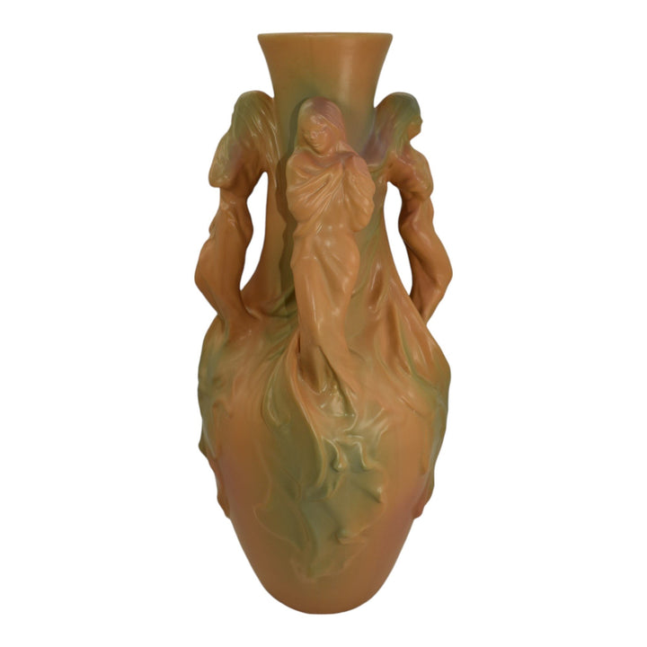 Van Briggle Pottery Four Seasons Female Figural Yellow Ceramic Floor Vase