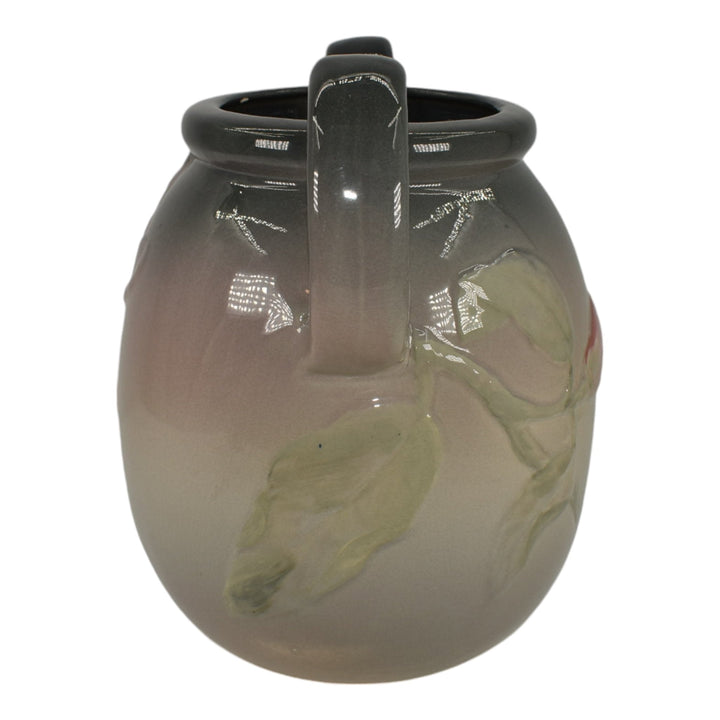 Weller Etna 1906 Vintage Art Pottery Gray Pink Floral Handled Ceramic Vase - Just Art Pottery