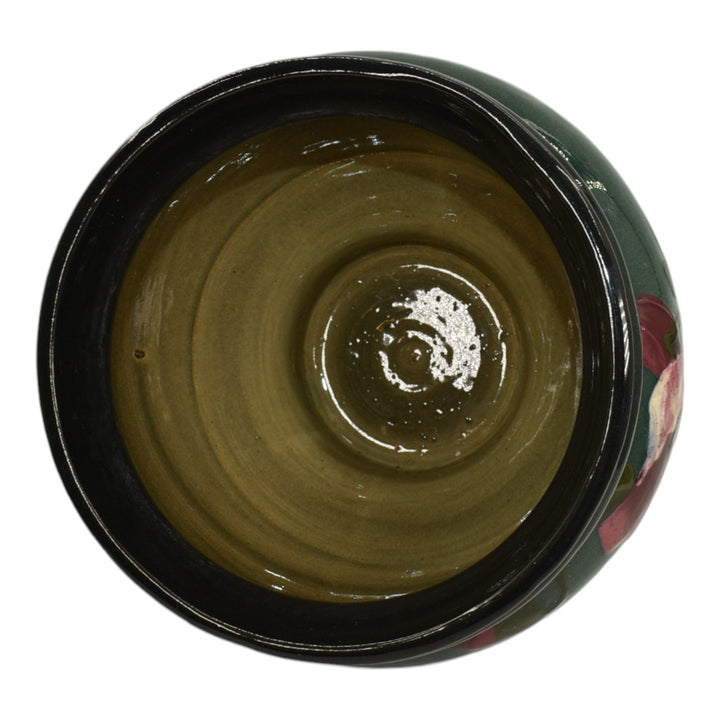 Weller Eocean 1898-1918 Vintage Art Pottery Red Floral Gray Ceramic Jardiniere - Just Art Pottery