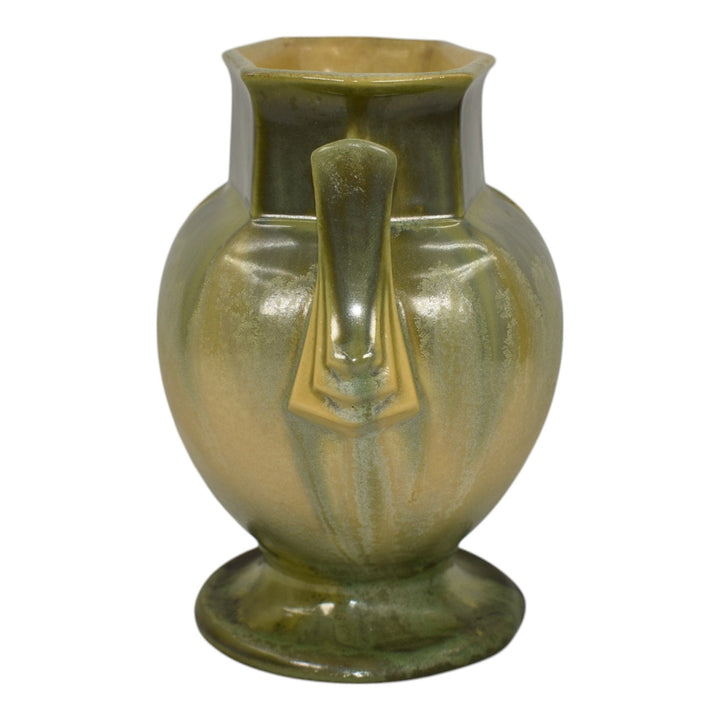 Roseville Russco Green and Gold 1934 Vintage Art Pottery Ceramic Vase 108-6