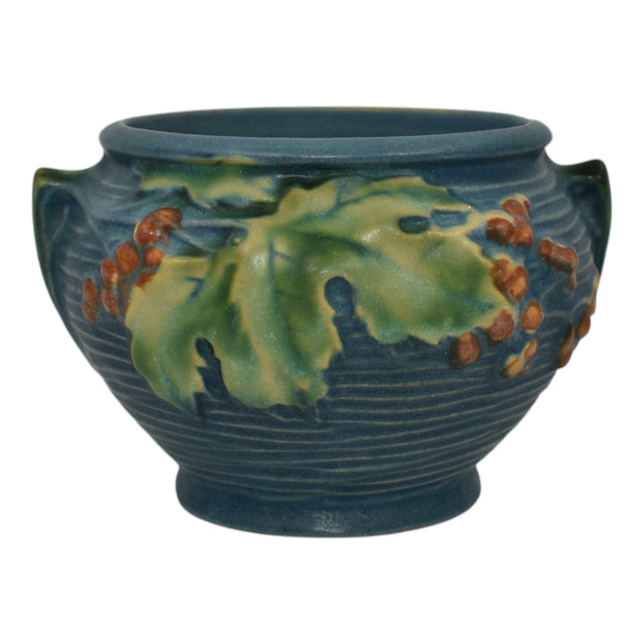 Roseville Bushberry Blue 1941 Art Pottery Ceramic Jardiniere Planter 657-3