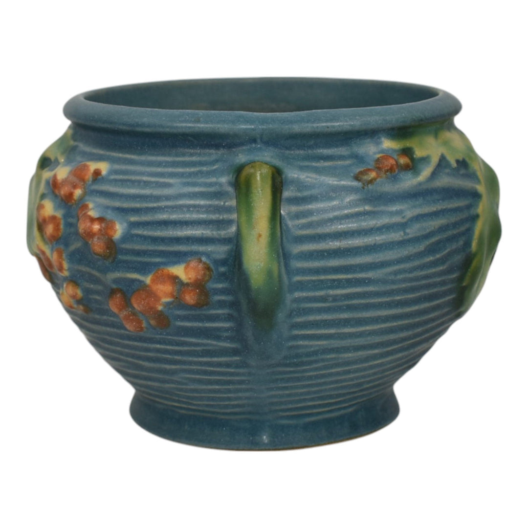 Roseville Bushberry Blue 1941 Art Pottery Ceramic Jardiniere Planter 657-3