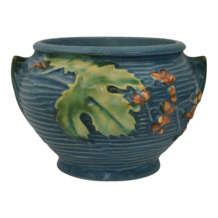 Roseville Bushberry Blue 1941 Art Pottery Ceramic Jardiniere Planter 657-3