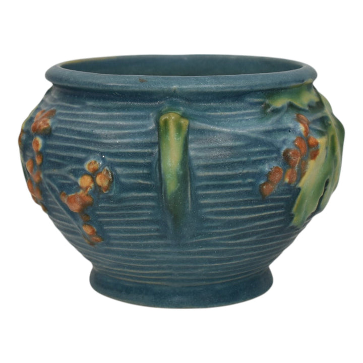 Roseville Bushberry Blue 1941 Art Pottery Ceramic Jardiniere Planter 657-3