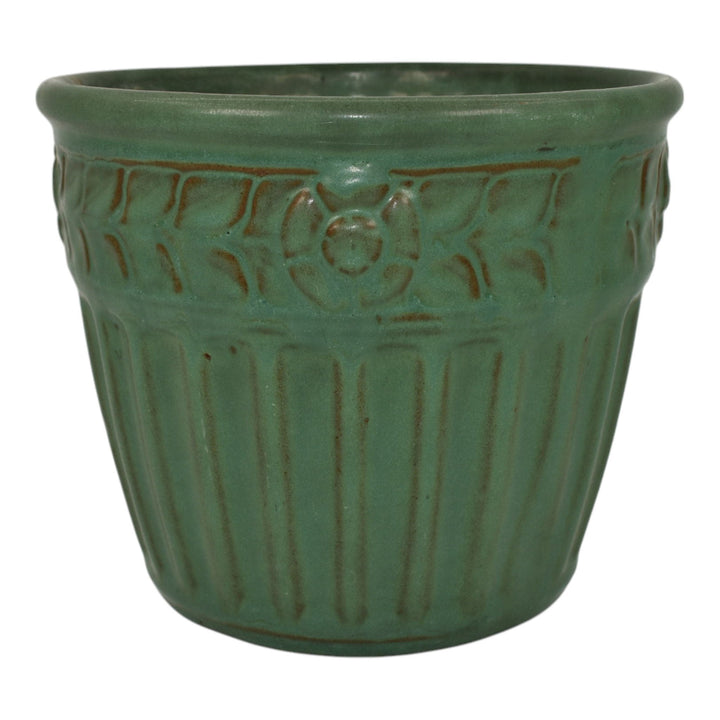 Weller Orris 1920s Arts And Crafts Pottery Matte Green Floral Ceramic Planter