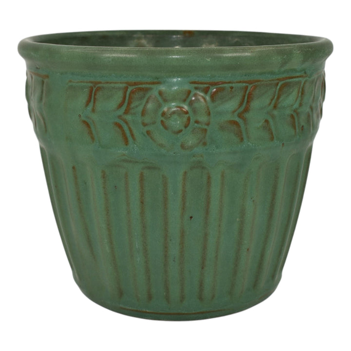 Weller Orris 1920s Arts And Crafts Pottery Matte Green Floral Ceramic Planter