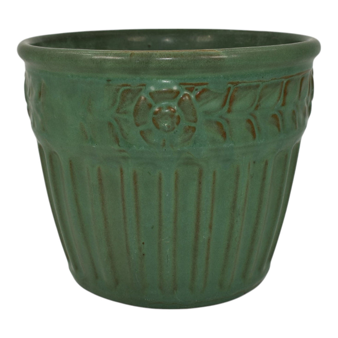 Weller Orris 1920s Arts And Crafts Pottery Matte Green Floral Ceramic Planter