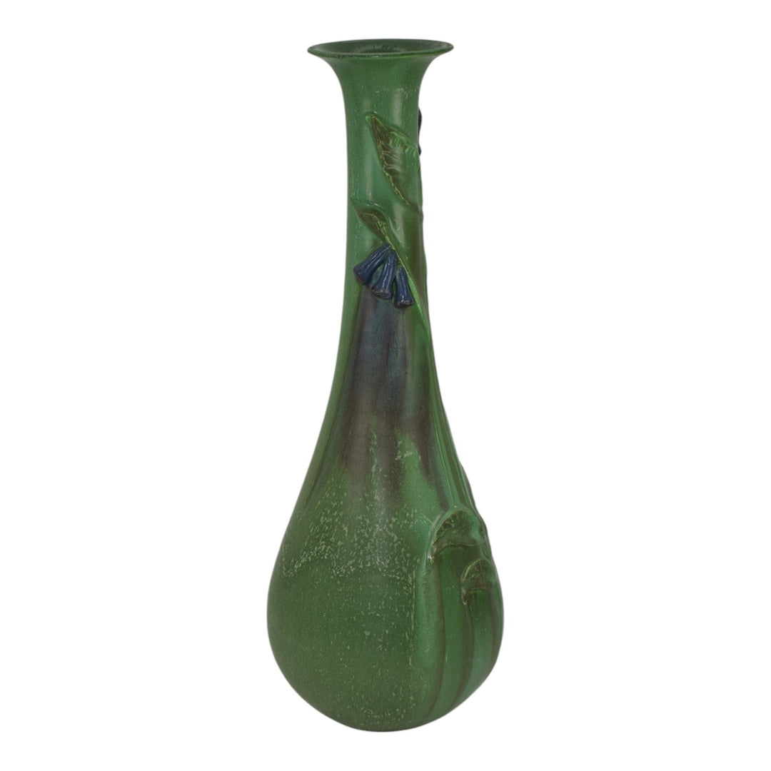 Ephraim Faience 2006 Hand Made Art Pottery Bluebells Green Show Piece Vase 651