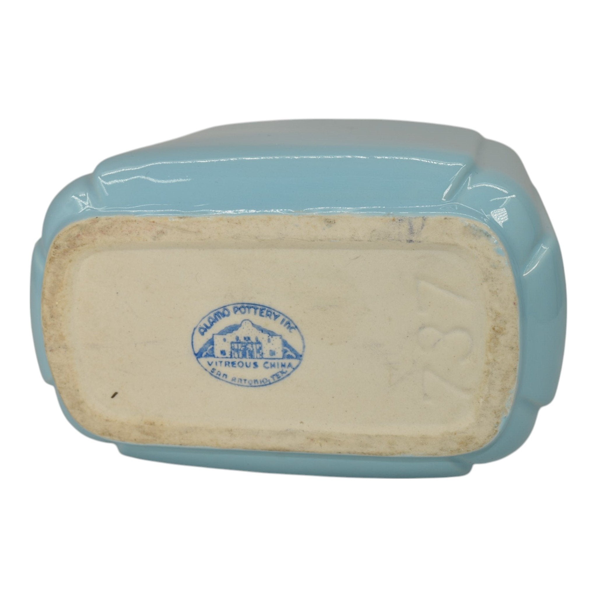 Alamo Texas Pottery 1940s Vintage Mid Century Modern Blue Ceramic