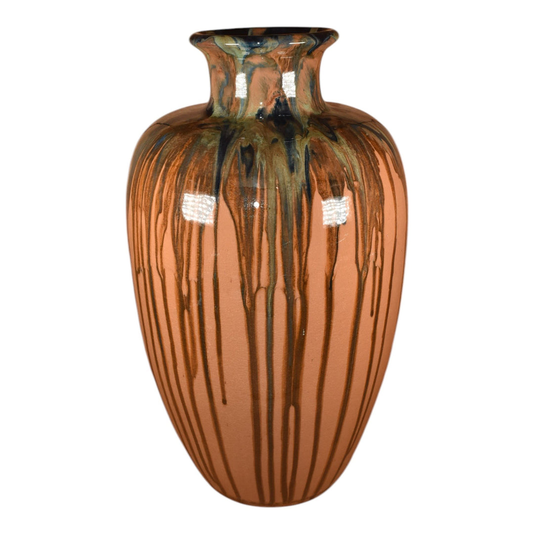 Peters and Reed Shadow Ware 1920s Arts And Crafts Pottery Brown Ceramic Vase 786 - Just Art Pottery