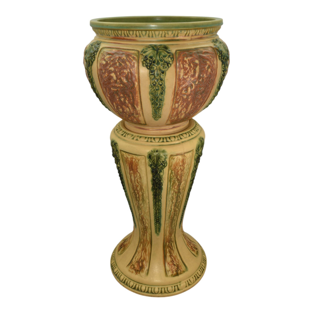 Roseville Florentine II 1933 Vintage Pottery Ceramic Jardiniere Pedestal 602-10 - Just Art Pottery