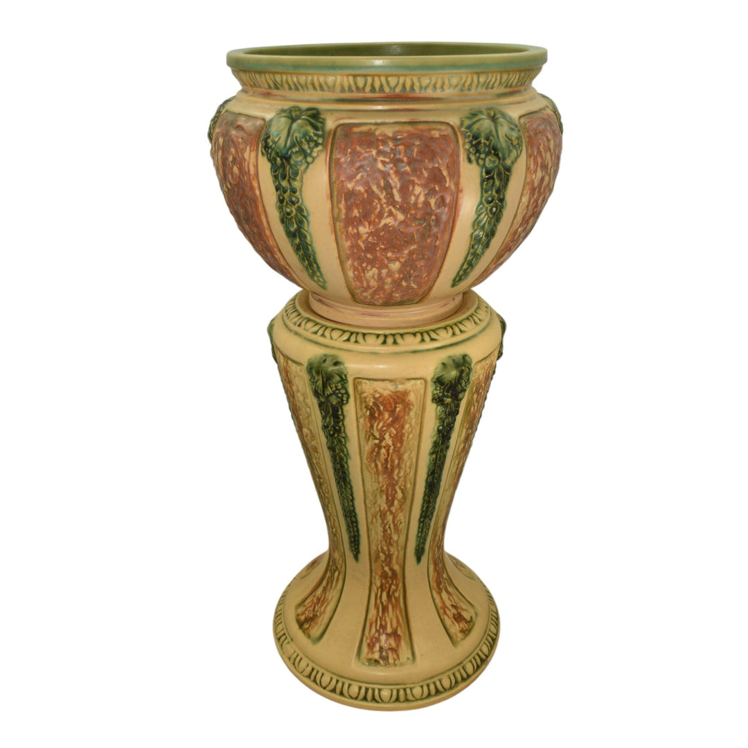 Roseville Florentine II 1933 Vintage Pottery Ceramic Jardiniere Pedestal 602-10 - Just Art Pottery