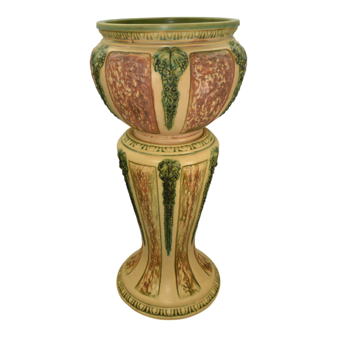 Roseville Florentine II 1933 Vintage Pottery Ceramic Jardiniere Pedestal 602-10 - Just Art Pottery