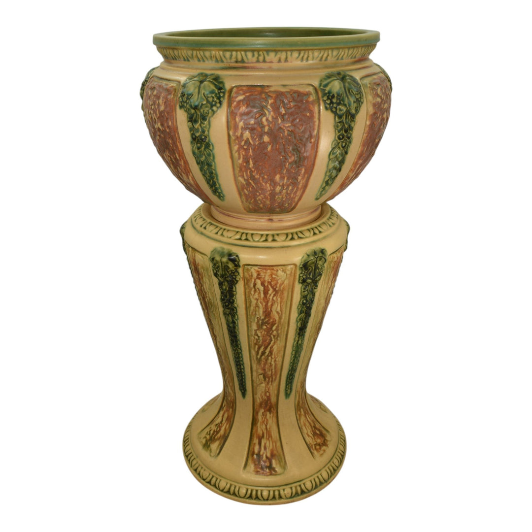 Roseville Florentine II 1933 Vintage Pottery Ceramic Jardiniere Pedestal 602-10 - Just Art Pottery