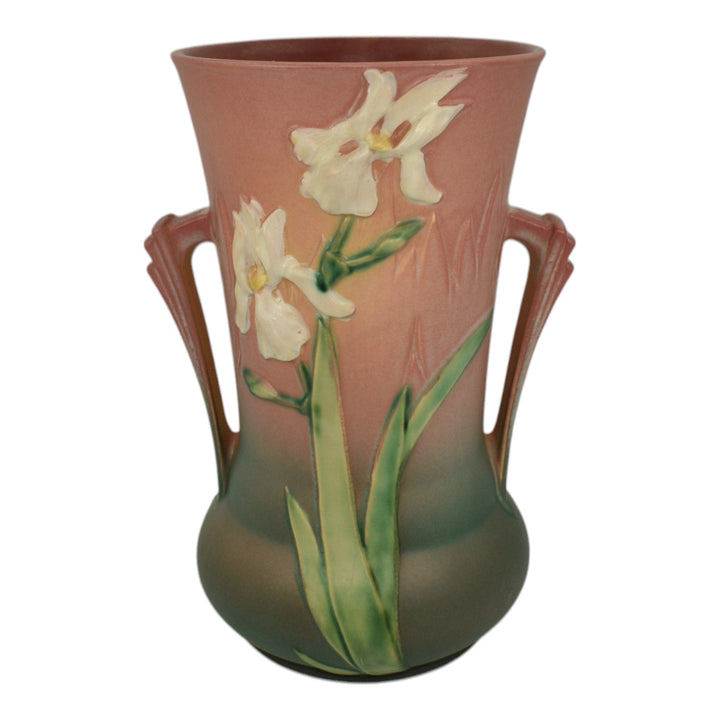 Roseville Iris Pink 1939 Vintage Art Deco Pottery Ceramic Vase 927-10