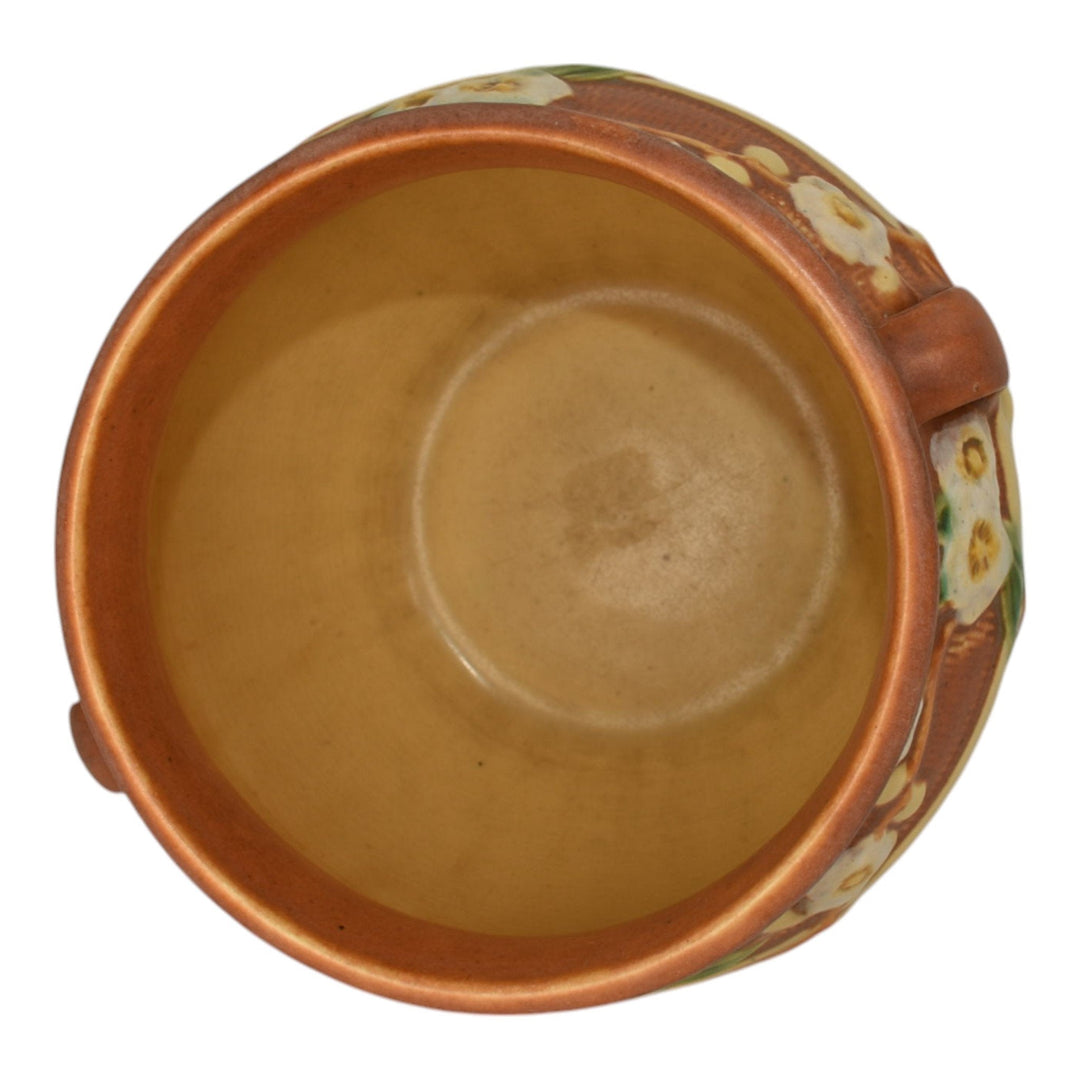 Roseville Cherry Blossom Brown 1933 Art Pottery Ceramic Jardiniere Planter 627-5 - Just Art Pottery