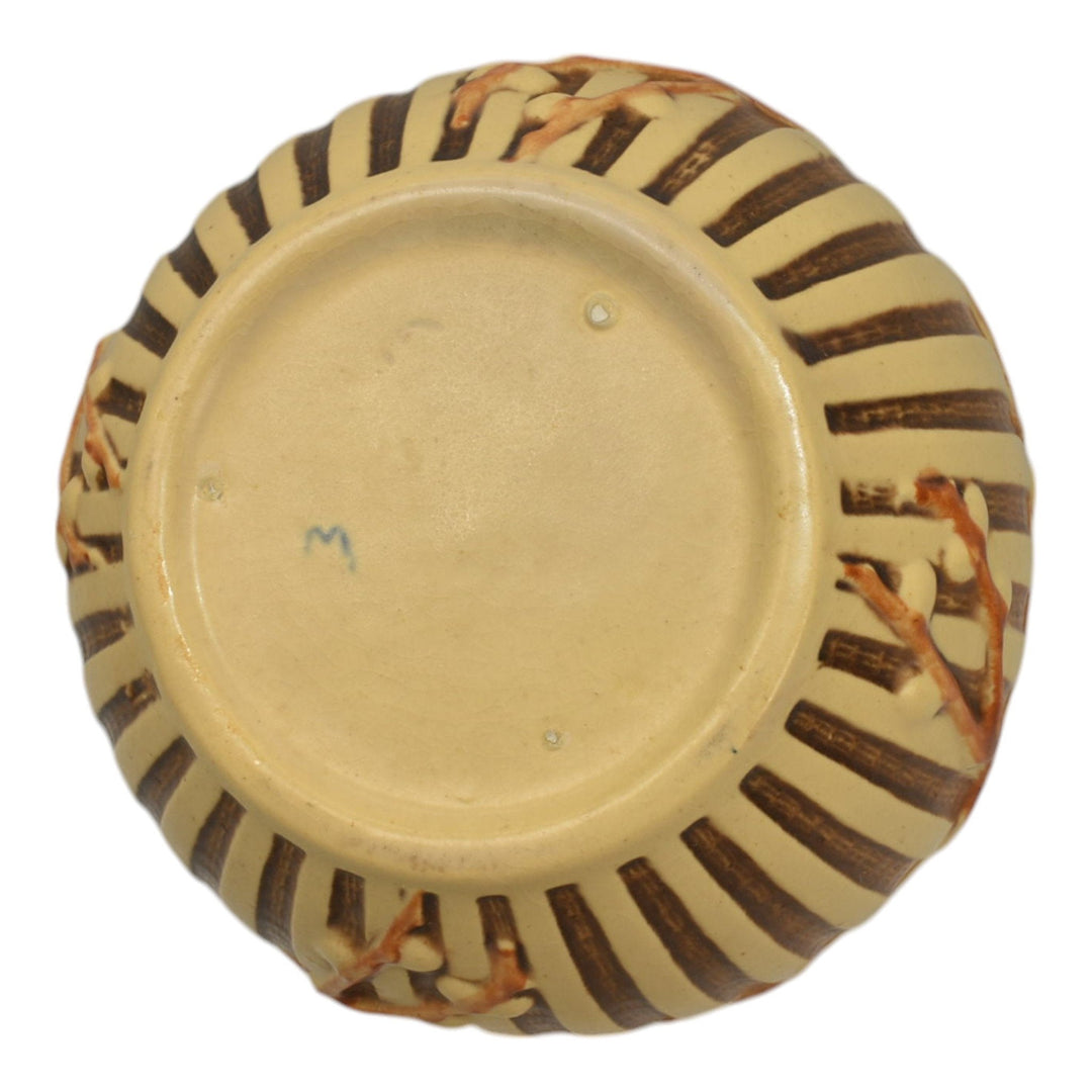 Roseville Cherry Blossom Brown 1933 Art Pottery Ceramic Jardiniere Planter 627-5 - Just Art Pottery