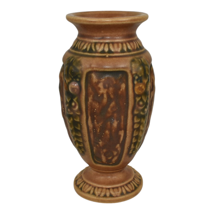 Roseville Florentine I Brown 1924 Arts and Crafts Pottery Ceramic Vase 228-6