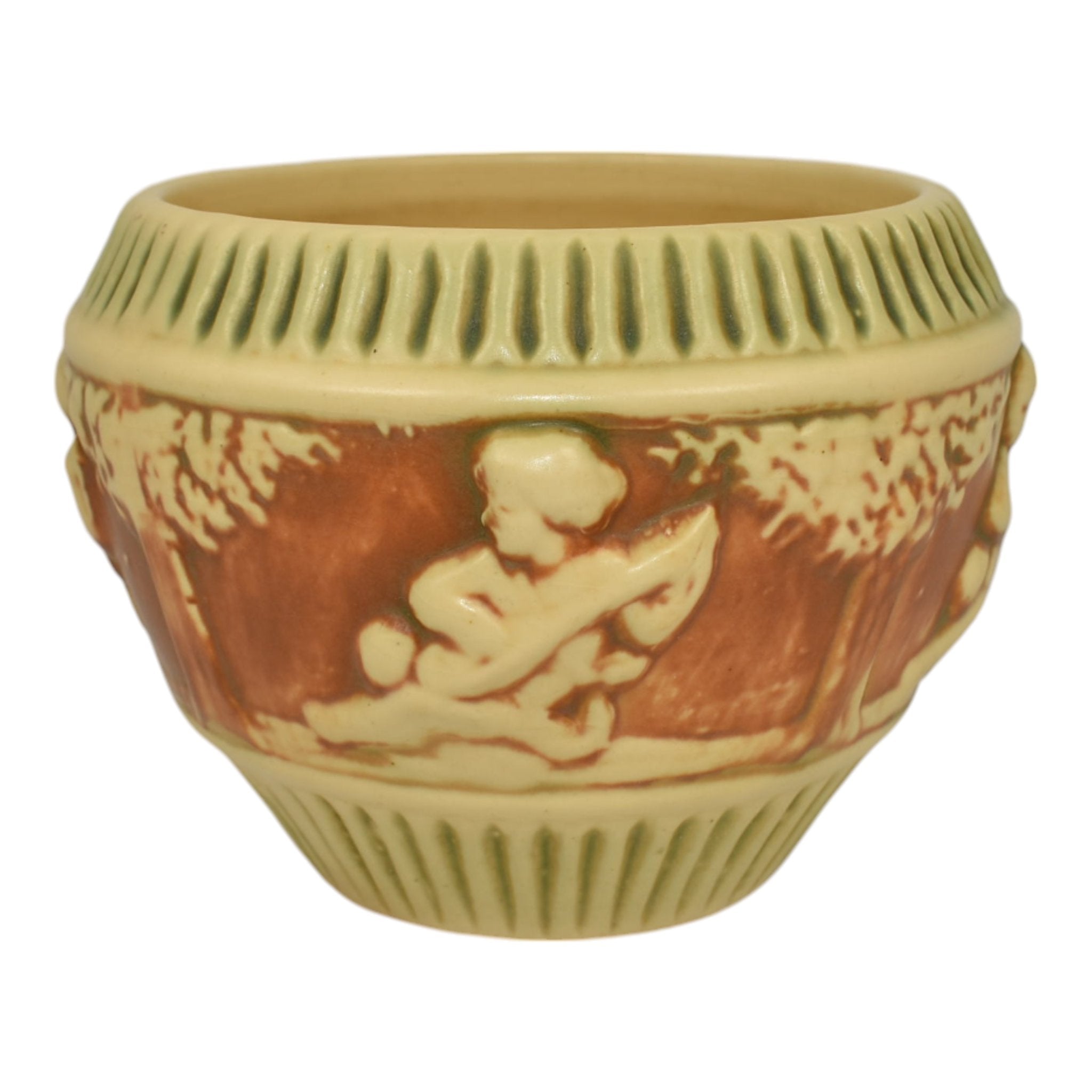 廃盤、ビンテージFleur de Rocaille ハート型 Roseville Donatello 1916 Vintage Art Pottery Ceramic Jardiniere