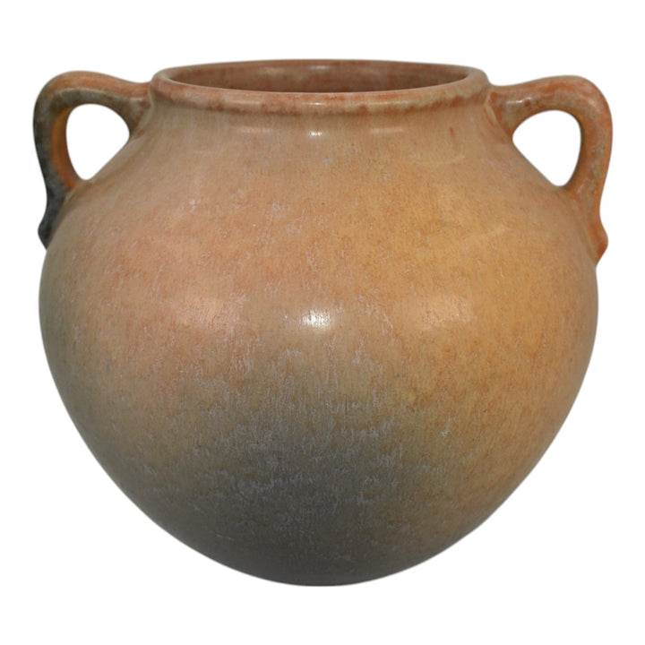 Roseville Earlam 1930 Vintage Art Pottery Tan Ceramic Handled Vase 521-7 - Just Art Pottery