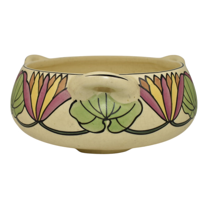 Roseville Persian Creamware 1916 Vintage Pottery Floral Handled Ceramic Bowl 316 - Just Art Pottery