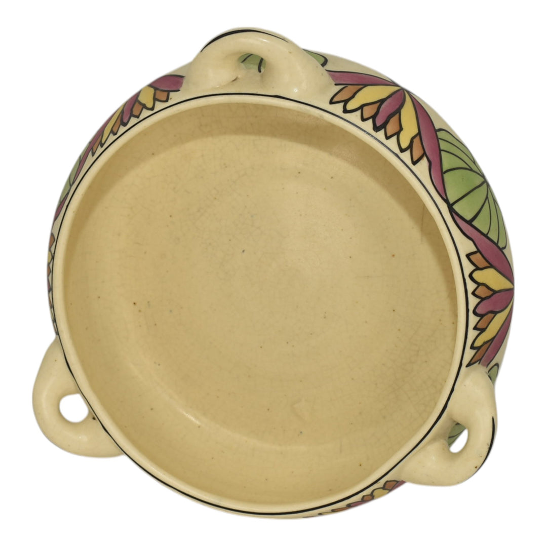 Roseville Persian Creamware 1916 Vintage Pottery Floral Handled Ceramic Bowl 316 - Just Art Pottery