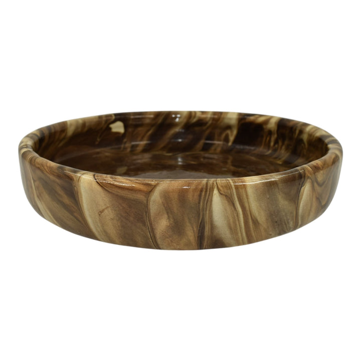 Weller Marbleized 1914 Art Deco Pottery Large Brown Swirl Ceramic Bowl - Just Art Pottery