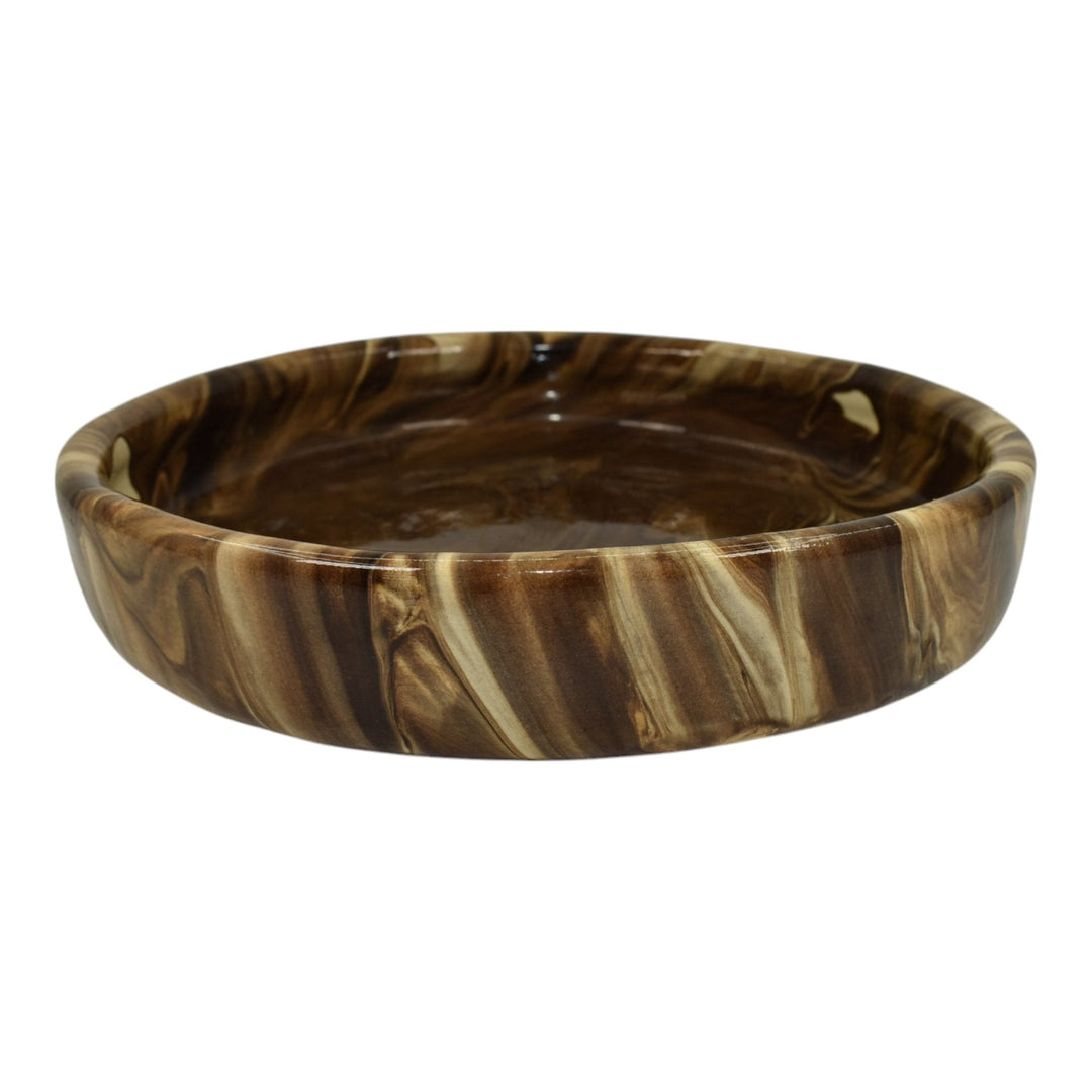 Weller Marbleized 1914 Art Deco Pottery Large Brown Swirl Ceramic Bowl