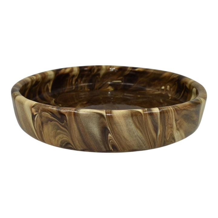 Weller Marbleized 1914 Art Deco Pottery Large Brown Swirl Ceramic Bowl - Just Art Pottery